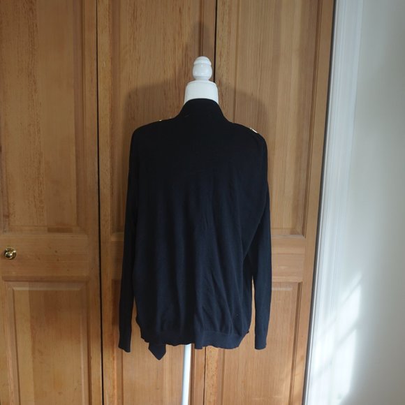 💚 MICHAEL KORS Black Open Cardigan w/Gold Zipper Detail (L) - Picture 12 of 15